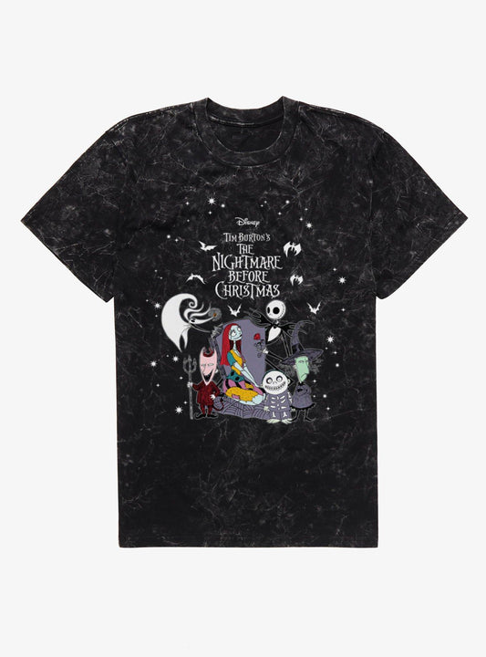 Disney The Nightmare Before Christmas Stars Mineral Wash T-Shirt Hot Topic Exclusive T-Shirt | Aesthetic Graphic | High Demand Item