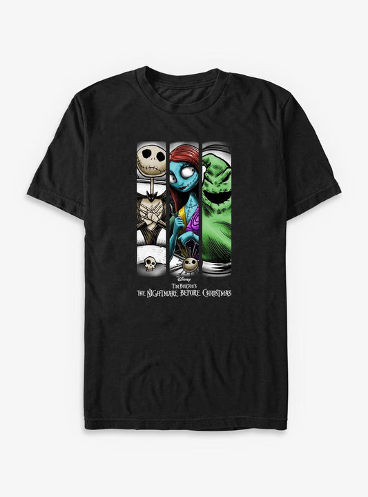 Disney The Nightmare Before Christmas Jack Sally Oogie Grid Stripes Big Tall T-Shirt T-Shirt | High-Quality Print | Trending Now