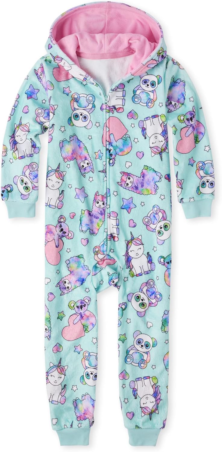 The Children's Place Baby Girls' Long Sleeve Fleece Zip Up Onesie Pajama
