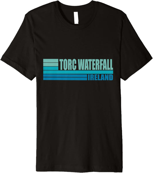 Blue Retro Vintage Torc Waterfall Tourist Places Ireland UK Premium