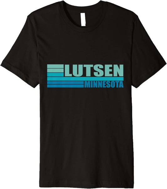 Blue Retro Vintage Lutsen City Real Place in Minnesota MN Premium