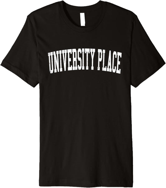 Vintage University Place WA Distressed White Varsity Style Premium