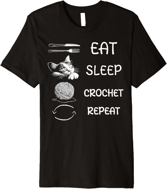 Eat Sleep Crochet Repeat Funny Yarn Crafting Sleep Pajama Premium