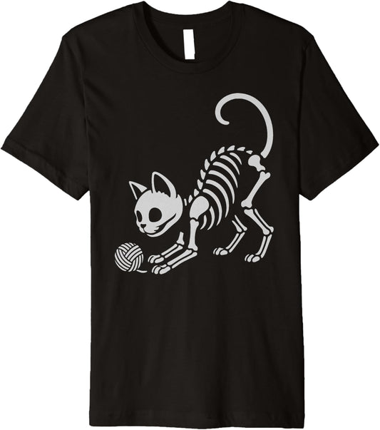 Cute Cat Yarn Skeleton Halloween Mom Dad Kids Premium