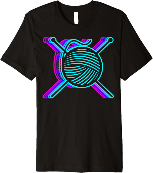Retro Knitting Knitter Crochet Yarn Vaporwave Premium