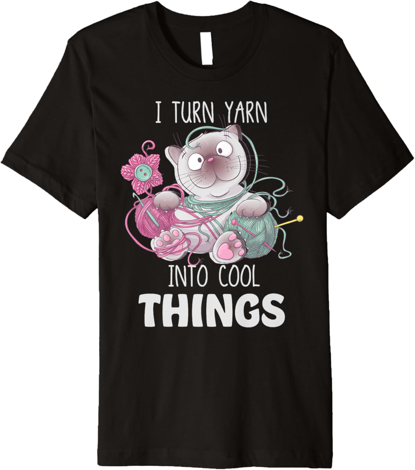 Sewing Girl Knitting Knitter I Turn Yarn Into Cool Things Premium