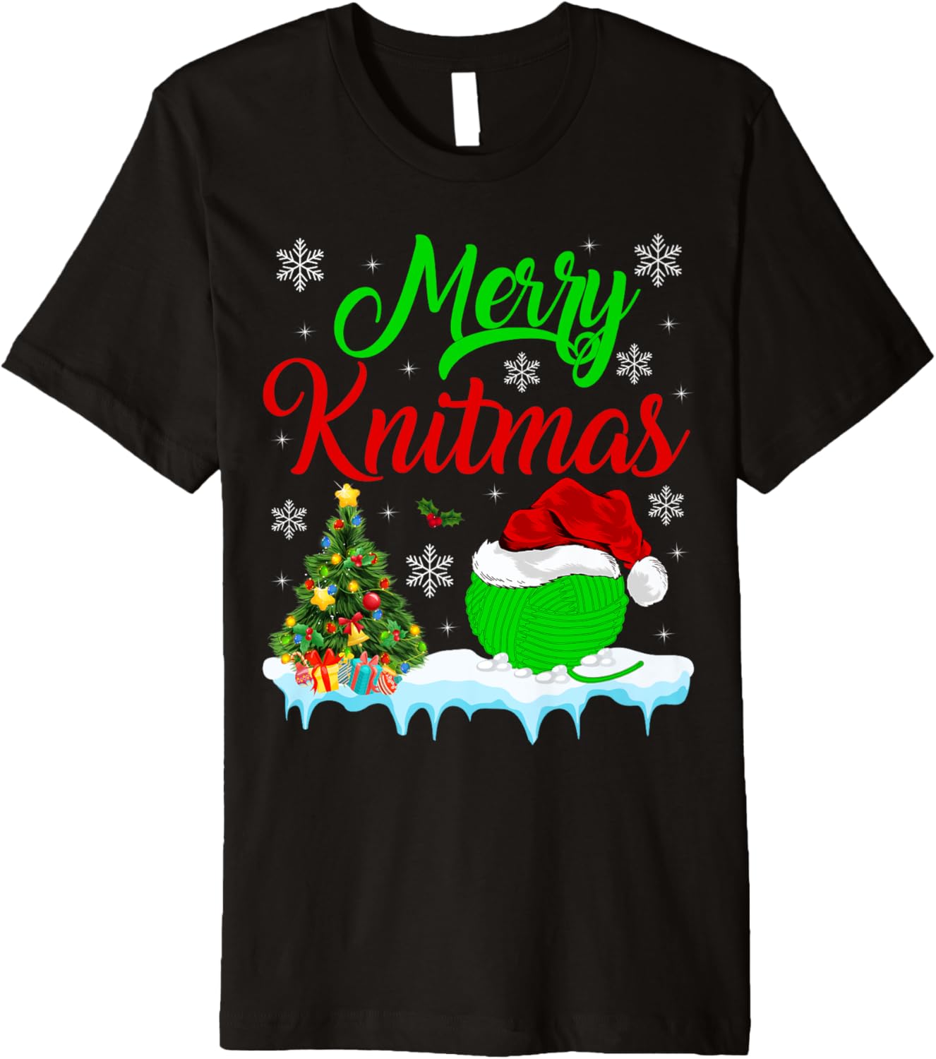 Xmas Tree Lighting Merry Knitmas Knitting Yarn Christmas Premium