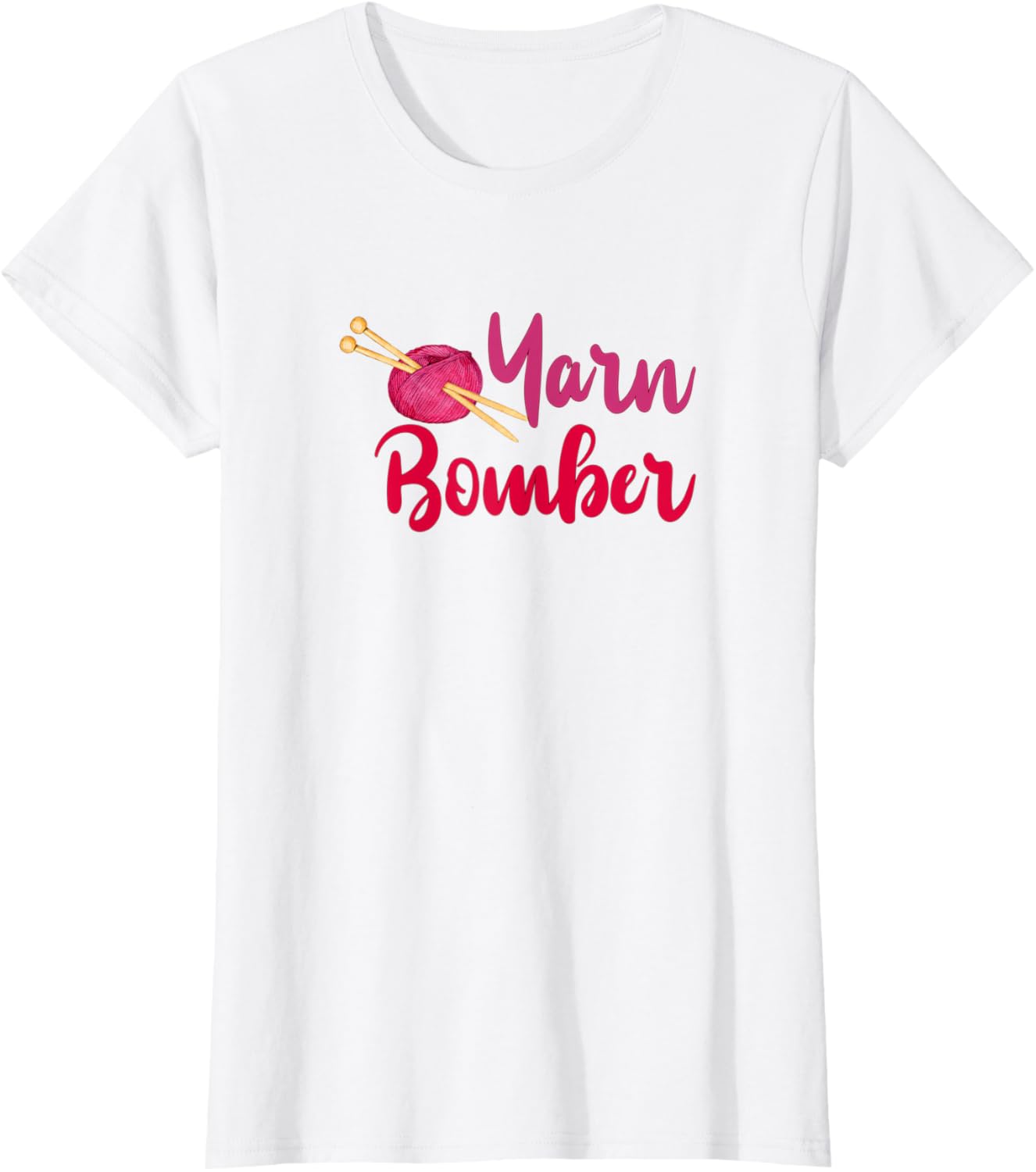 Womens Yarn Bomber with Knitting Needles in Ball of Yarn