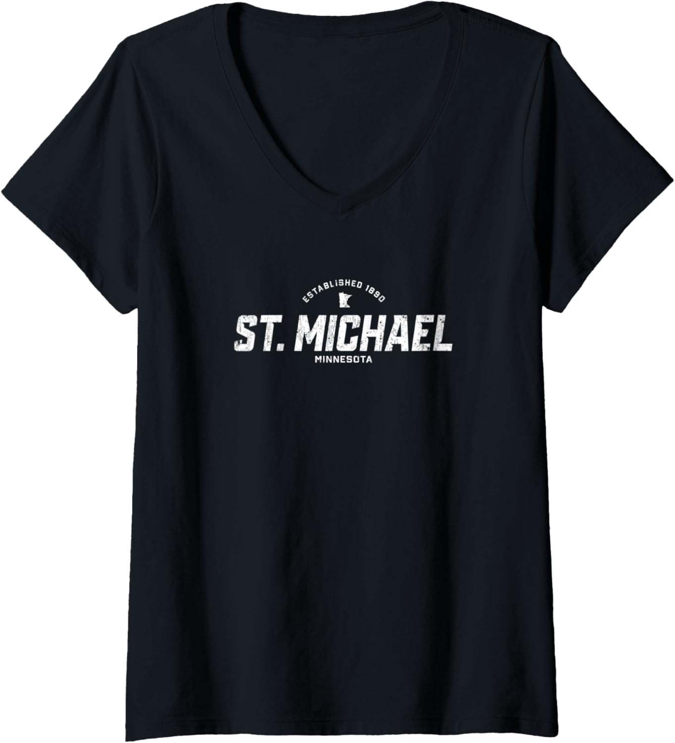 Womens St. Michael Minnesota MN Vintage Athletic Sports Logo V-Neck