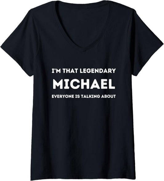 Womens MICHAEL Personal Name First Name Funny MICHAEL Custom Name V-Neck