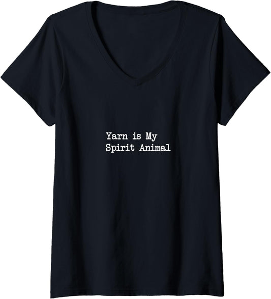 Womens Yarn is My Spirit Animal Funny Yarn Humor V-Neck