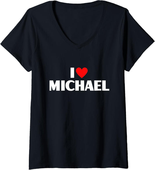 Womens I Love Michael - I Heart Michael V-Neck