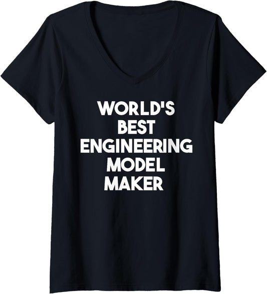 Womens World's Best Engineering Model Maker V-Neck
