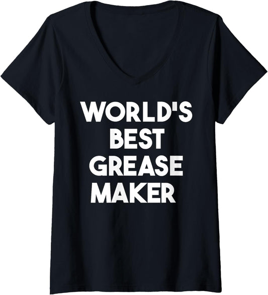 Womens World's Best Grease Maker V-Neck