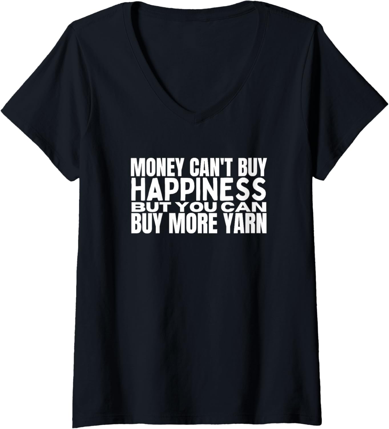 Womens Knitting Money Can't Buy Happiness Yarn Funny Knitting V-Neck