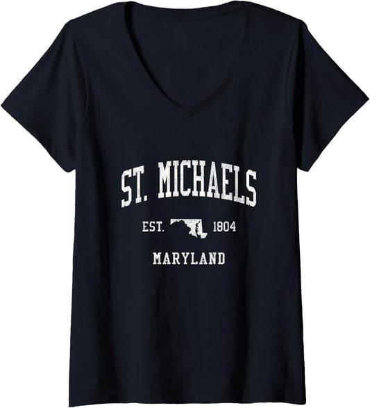 St. Michaels MD Vintage Athletic Sports JS01 V-Neck
