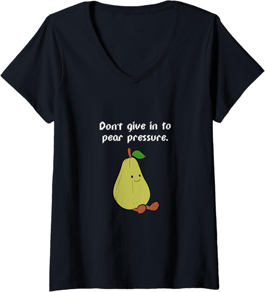 Womens Pear Cute Fruits Pun Maker V-Neck