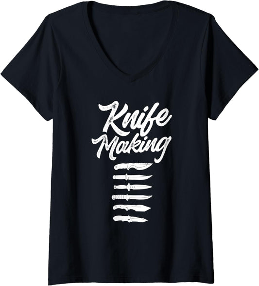 Womens Knife Making Hobby Lover Maker Knives V-Neck