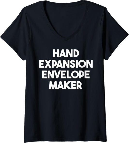 Womens Hand Expansion Envelope Maker V-Neck