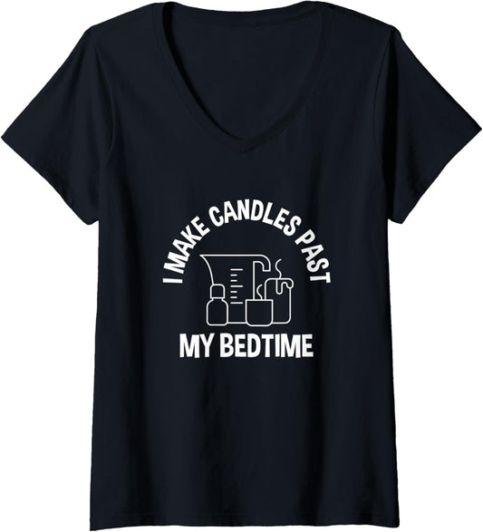 Womens I Make Candles Past My Bed Time, Candle Maker V-Neck