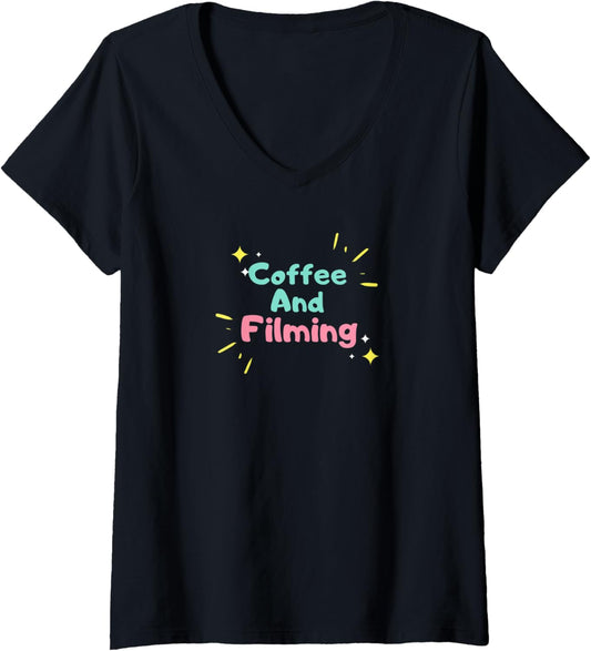 Womens Videographer Coffee Videography Filmmaker V-Neck