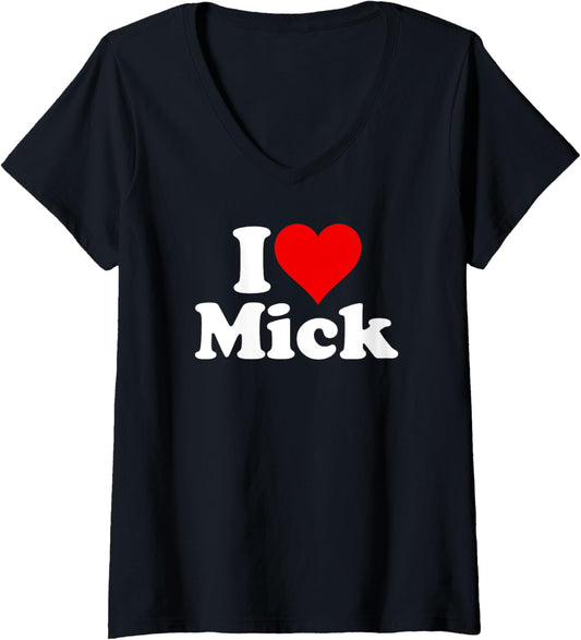 Womens I HEART LOVE MICK MICHAEL V-Neck