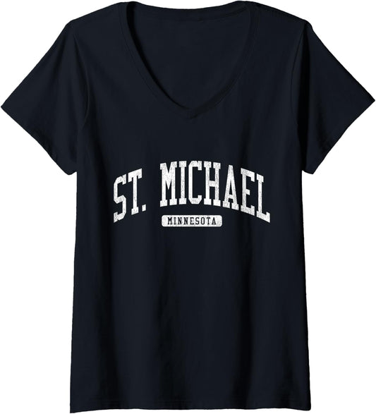 Womens St. Michael Minnesota MN JS03 College University Style V-Neck