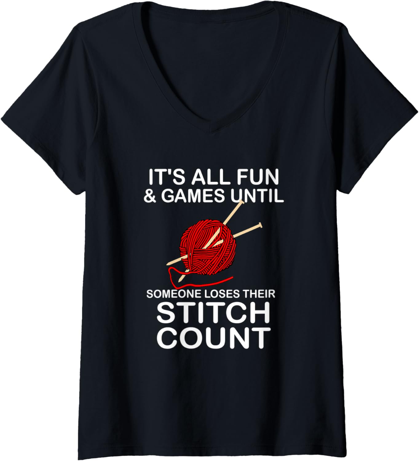 Womens Womens Funny Knitting Crochet Lover Yarn Gift V-Neck