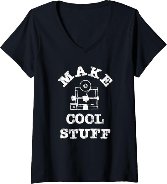 Womens Make Cool Stuff 3D Printing Engineer and Maker V-Neck