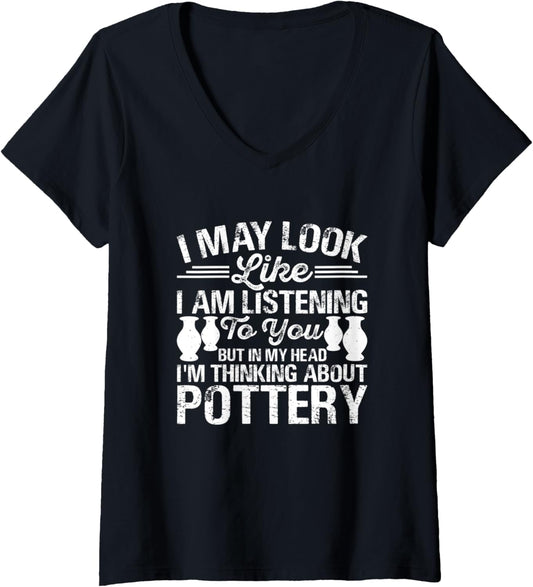 Womens Pottery Art Ceramic Clay Maker V-Neck