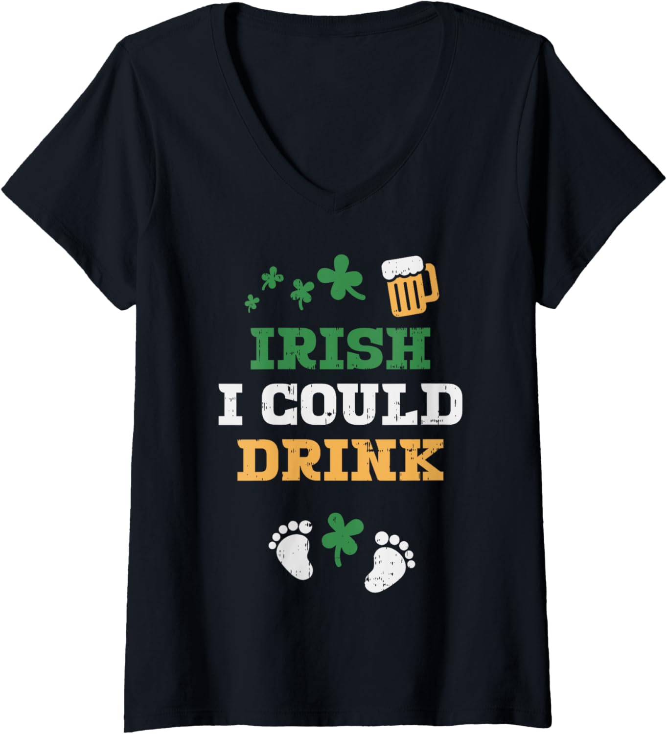 Womens Irish I Could Drink Pregnancy Announcement St Patricks Day V-Neck