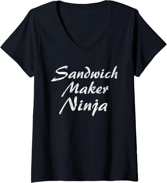 Womens Sandwich Maker Tshirt Job Occupation Funny Work V-Neck