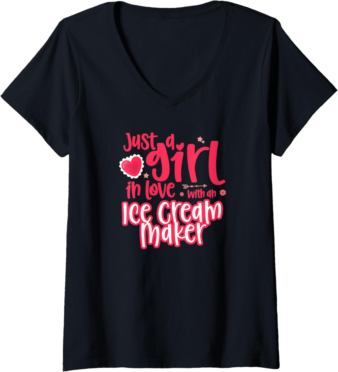 Womens Just a Girl in Love with an ice-cream maker V-Neck