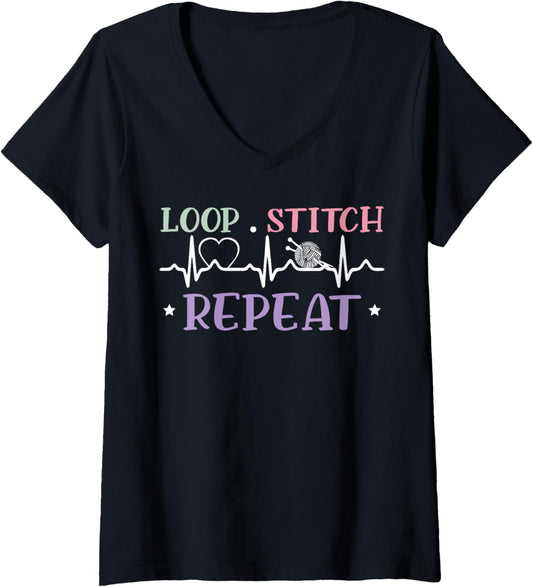 Crocheting Crochet Crafty Knitter Yarn Collector Knitting V-Neck