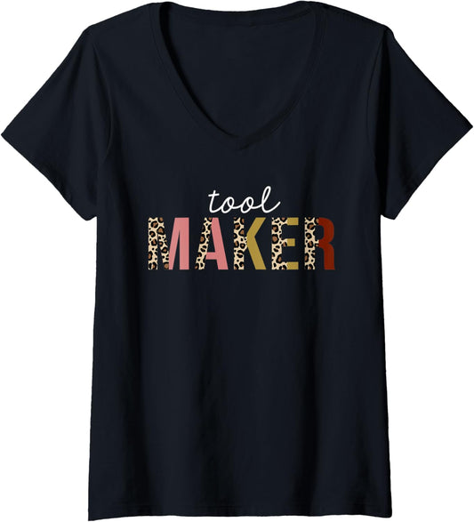 Womens Tool Maker Leopard Print Funny Appreciation V-Neck