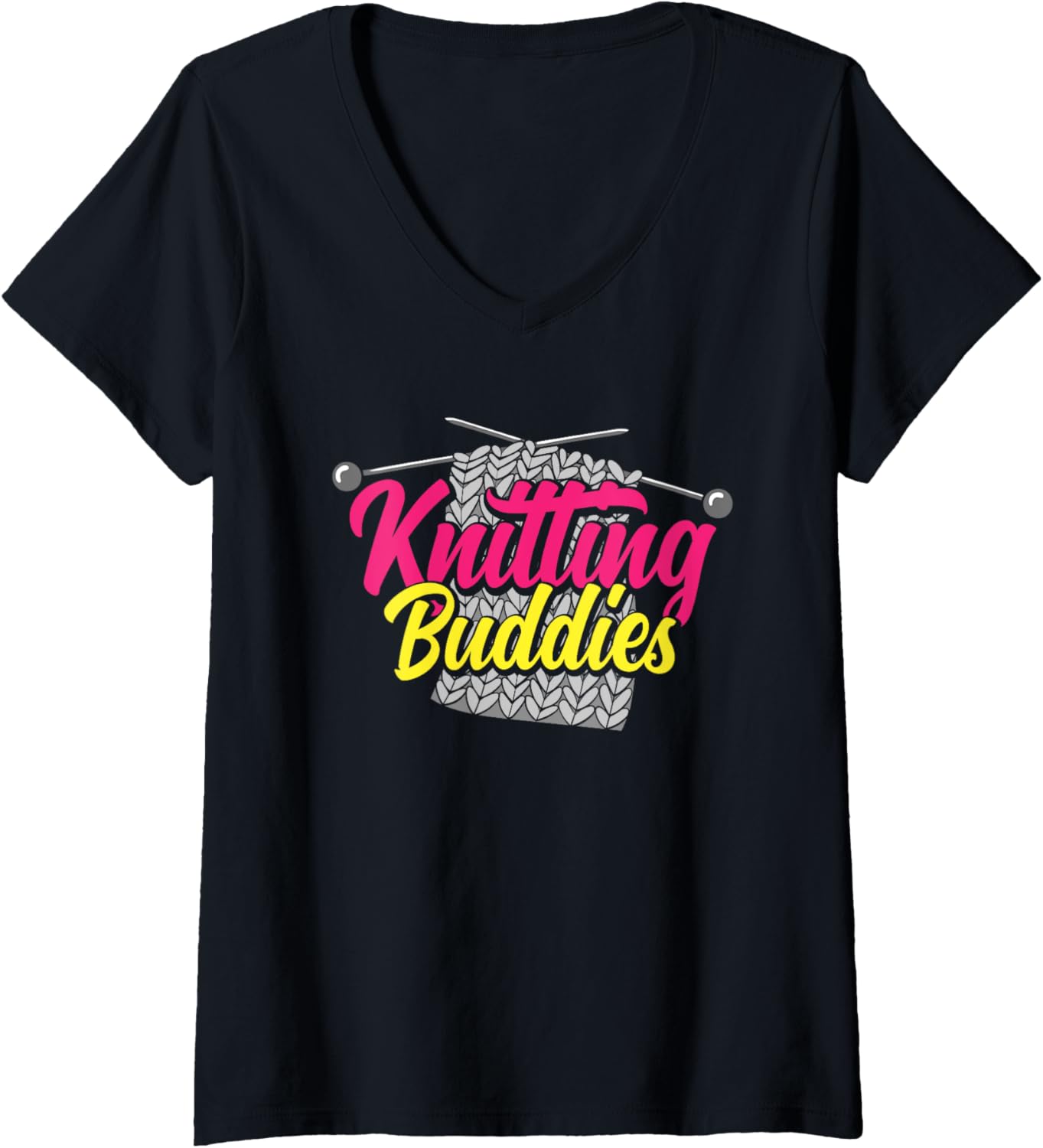 Womens Knitting Buddies Yarn Hobby Knitting V-Neck