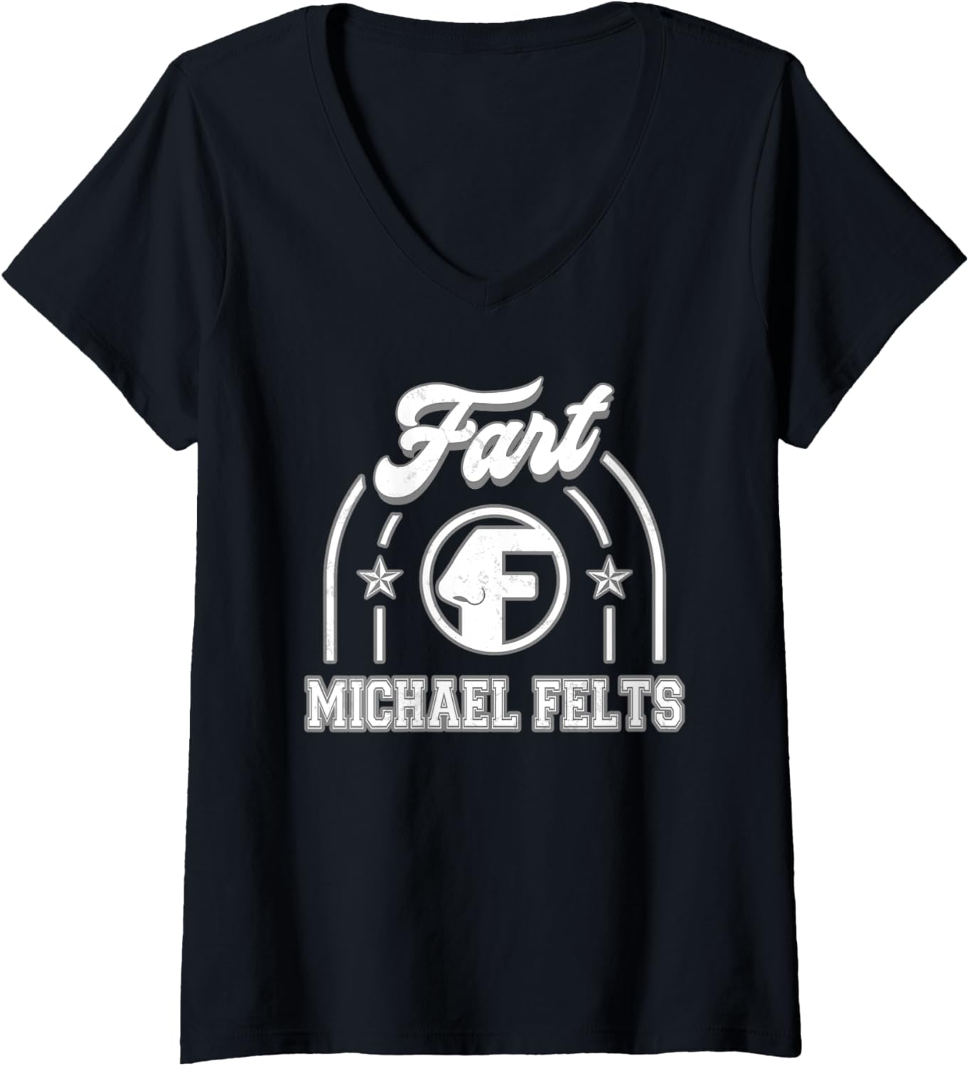 Womens Michael Felts Fart Funny V-Neck