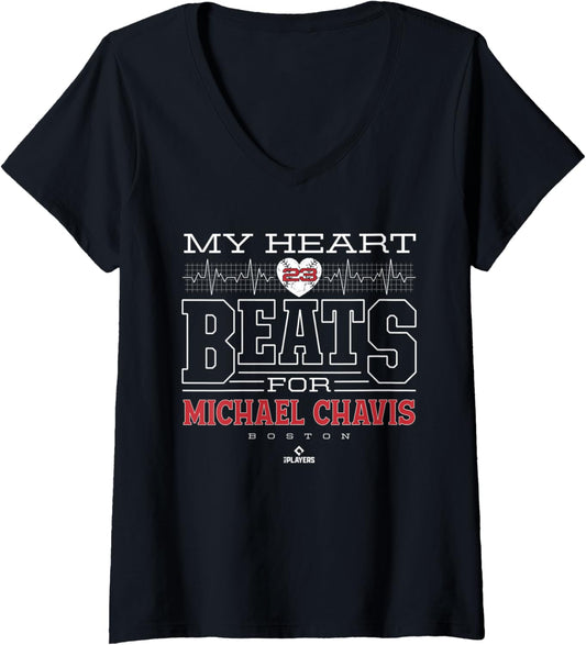 Womens My Heart Beats For Michael Chavis V-Neck