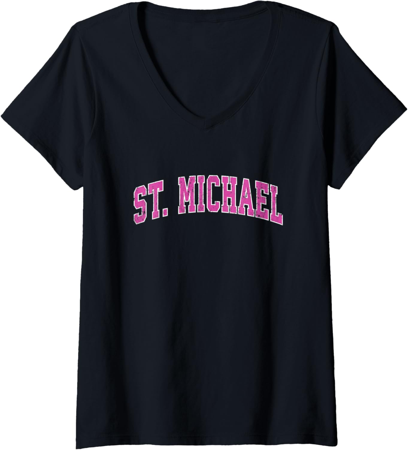 Womens St. Michael Minnesota MN Vintage Sports Design Pink Design V-Neck