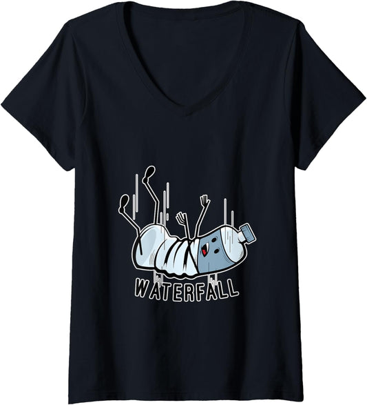 Womens Waterfall Food Pun Maker V-Neck