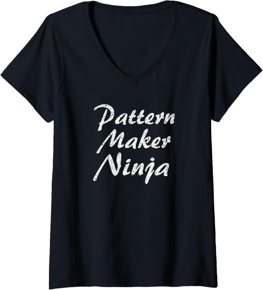 Womens Pattern Maker Tshirt Job Occupation Funny Work Title V-Neck