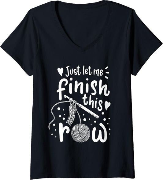 Womens Knitting Crocheting Yarn Funny V-Neck