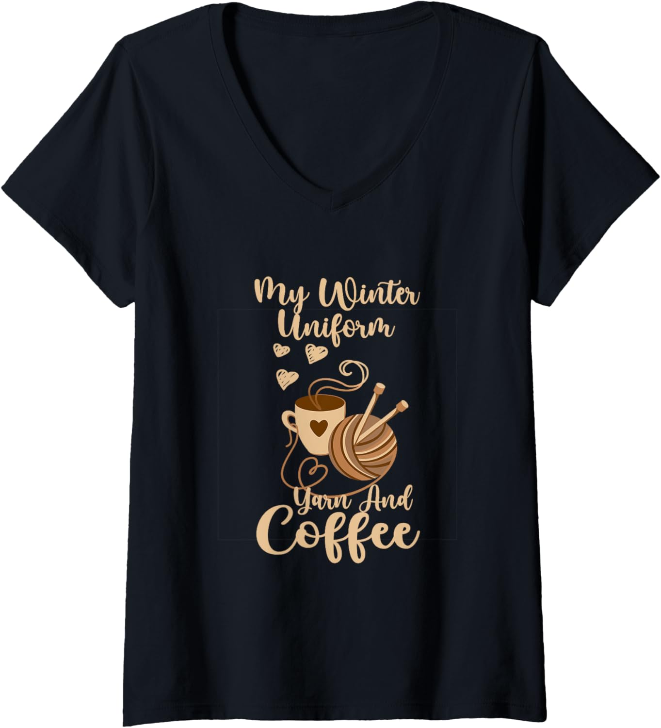 Womens My winter uniform Yarn and coffee V-Neck