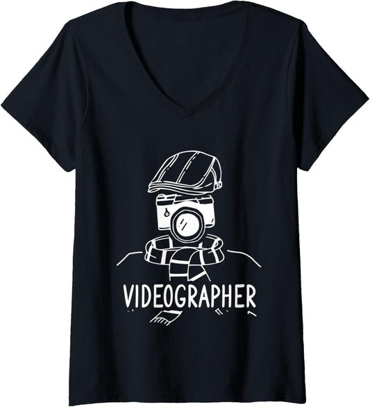 Womens Videographer Instructing Videography Filmmaker V-Neck