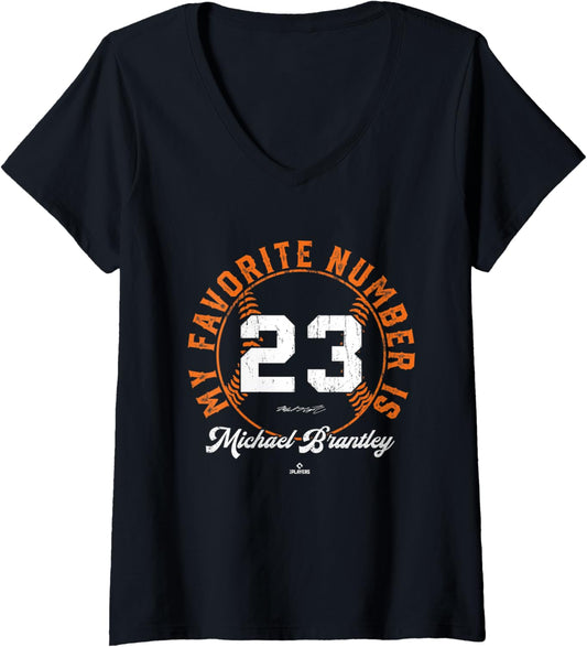 Womens My Favorite Number is 23 Michael Brantley Houston MLBPA V-Neck