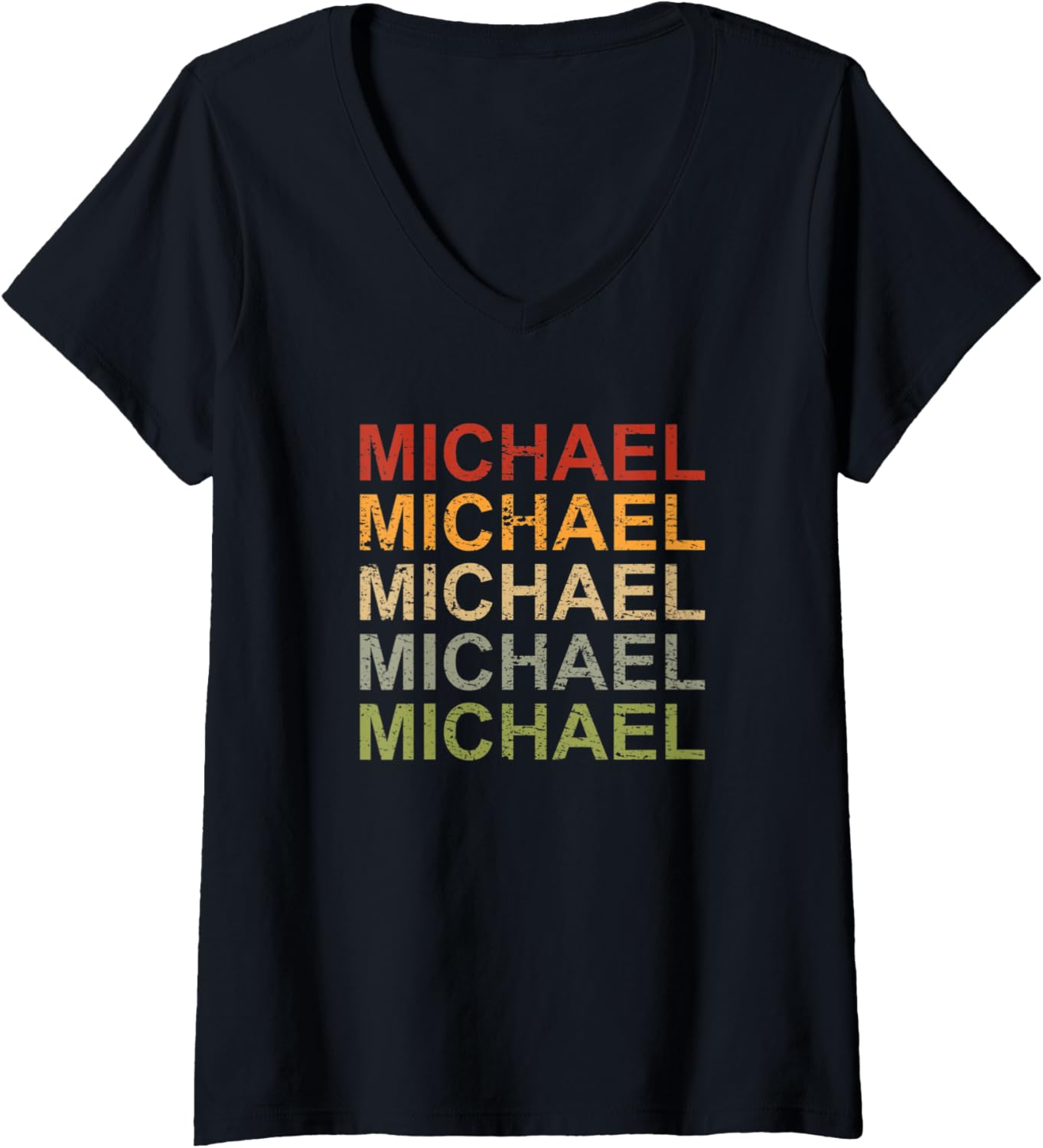 Womens Retro Michael Personalized, Michael Name, Boy Man Michael V-Neck