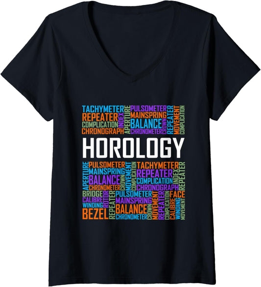 Womens Horology Words Horologist Watchmaker Expert Clock Maker V-Neck