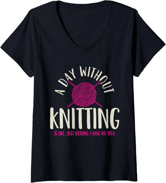 Womens Knitting Knitter Yarn V-Neck