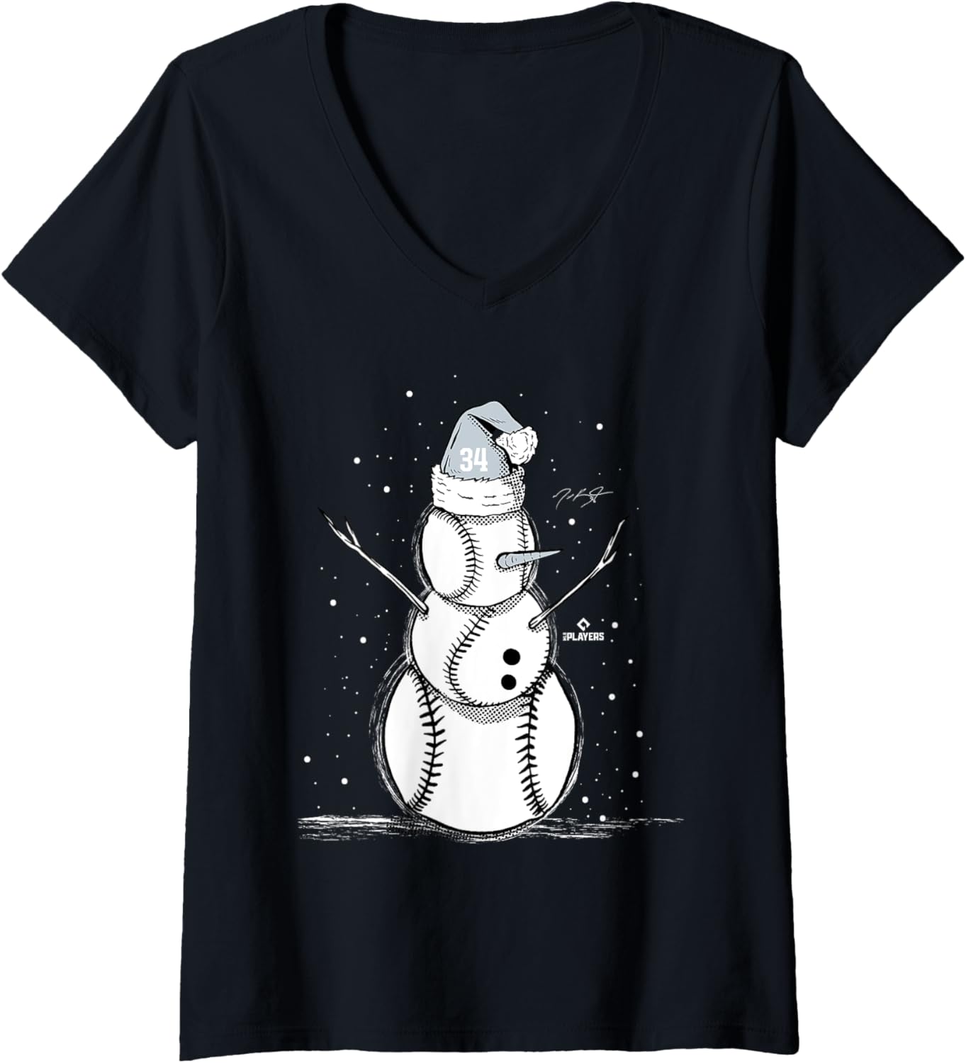 Womens Michael Kopech Baseball Snowman V-Neck