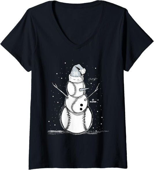 Womens Michael Kopech Baseball Snowman V-Neck
